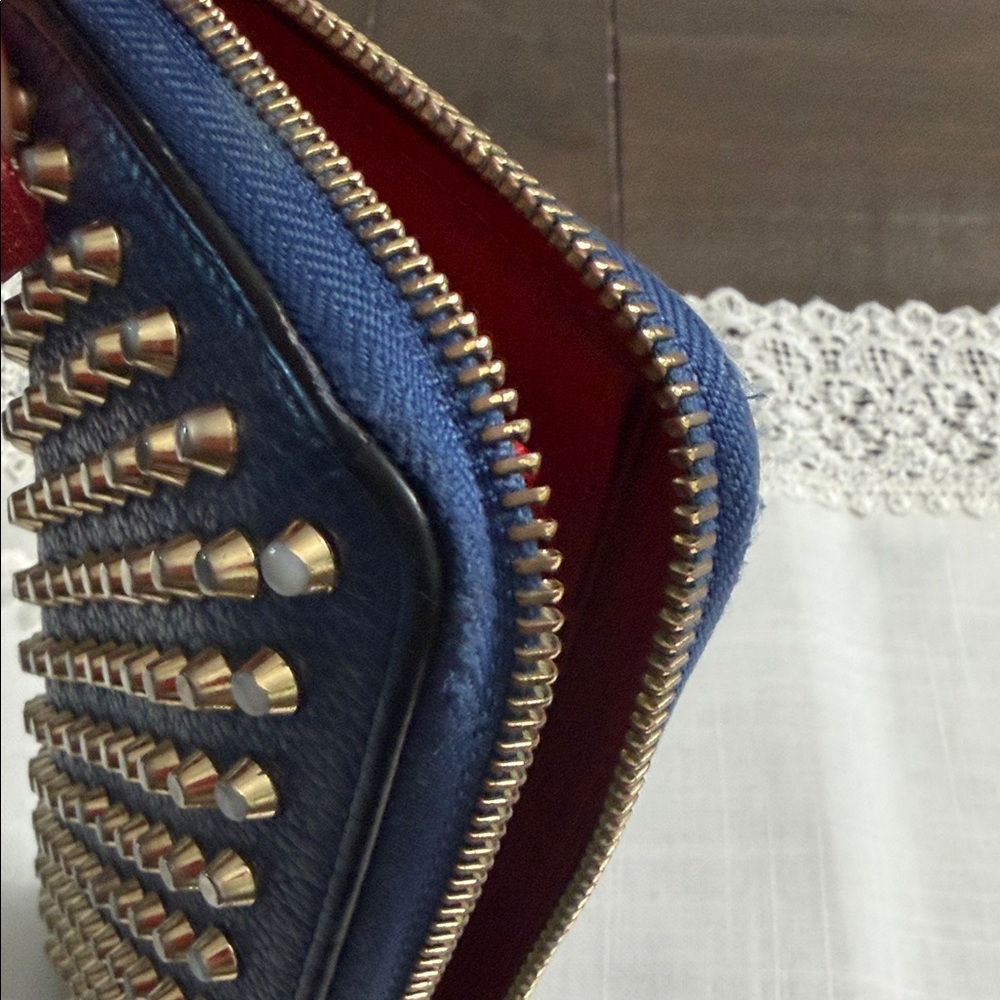 Authentic Christian Louboutin Navy Wallet with Silver Studs - Picture 16 of 16